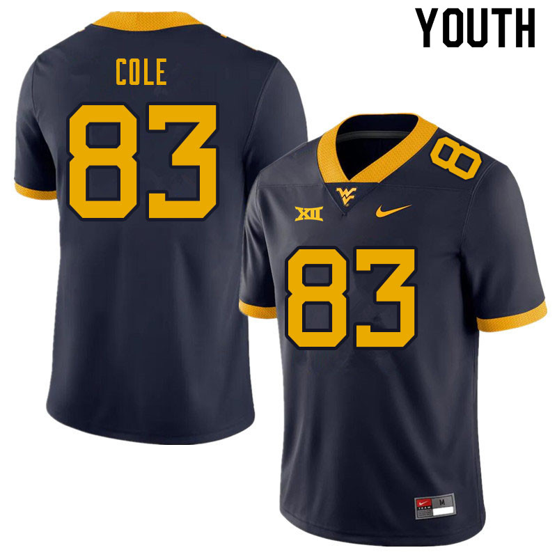 NCAA Youth CJ Cole West Virginia Mountaineers Navy #83 Nike Stitched Football College Authentic Jersey VO23S52FT